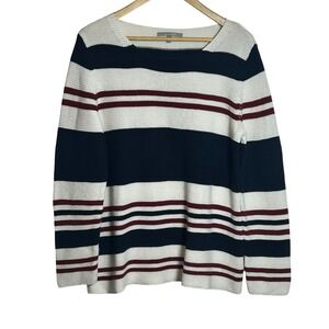 LEMON TART Striped Knit Sweater Women's Size Large Nautical Soft Lightweight